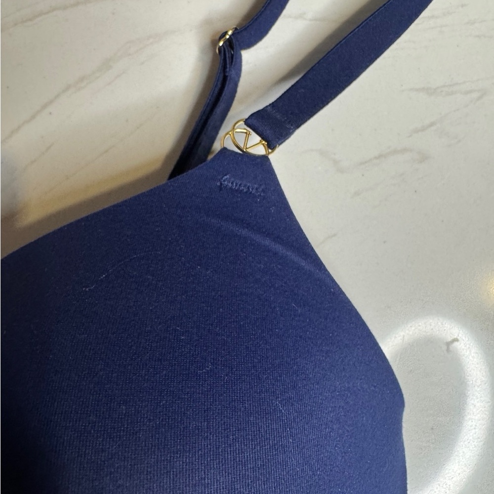Victoria’s Secret Navy Blue Very Sexy Bra 32DD Smooth Wireless Push Up Feminine - Picture 7 of 10